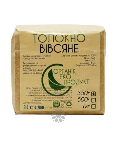 Толокно вівсяне, 350 г, ОрганикЕкоПродукт