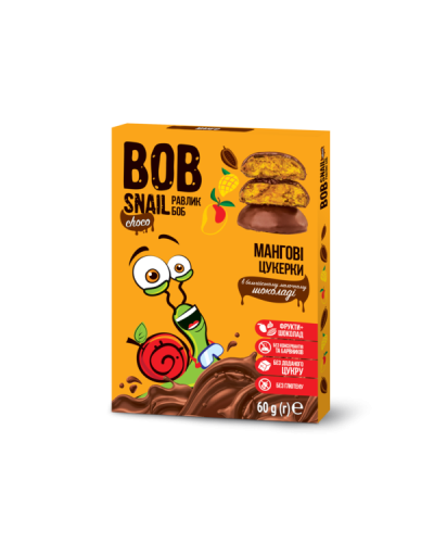 Натуральні цукерки Bob Snail Манго у бельгійському молочному шоколаді 60 г