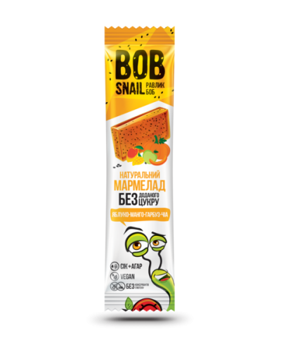 Натуральні цукерки Bob Snail Яблуко-Манго-Гарбуз-Чіа 38 г