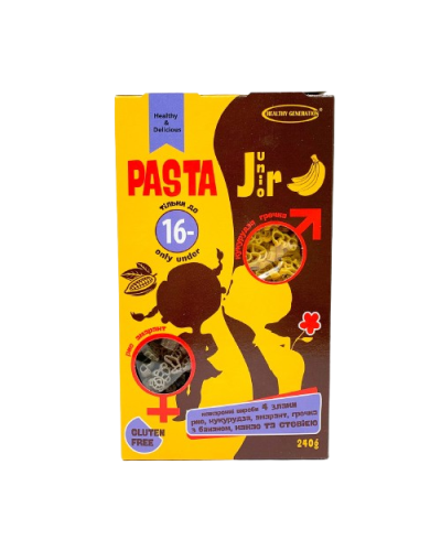 Макарони без глютену Pasta G 3 злаки з бананом, какао та стевією ТМ Healthy Generation 240 г