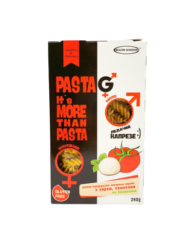 Макарони без глютену Pasta G з сиром, томатами, базиліком (спіральки) TM Healthy Generation 240 г