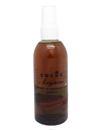 Дезодорант-спрей Алуніт з кавою та ефірною олією кориці, 100 мл, Кокос