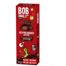 Натуральні цукерки Bob Snail Яблуко-Вишня у бельгійському чорному шоколаді 30 г
