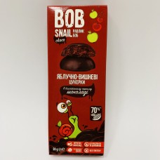 Натуральні цукерки Bob Snail Яблуко-Вишня у бельгійському чорному шоколаді 30 г