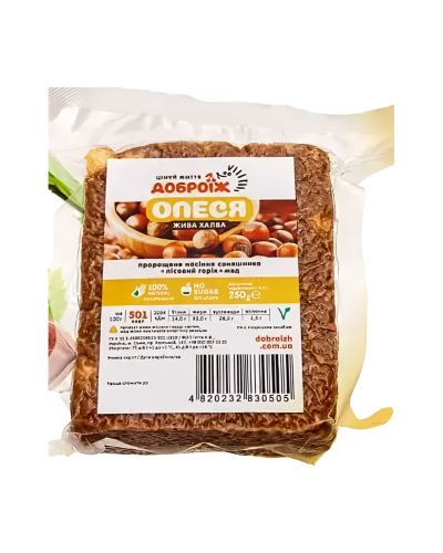 Жива халва Доброїж Олеся без цукру з фундуком 250 г