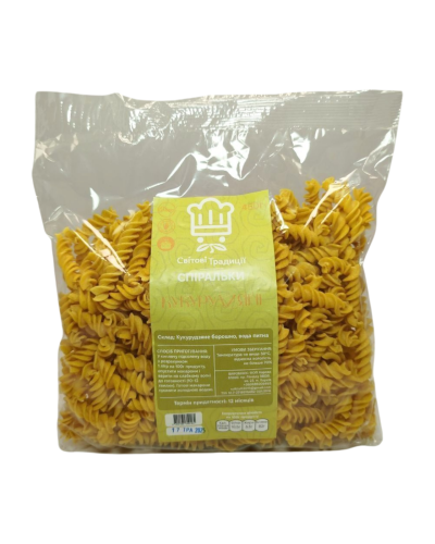 Макарони-спіральки кукурудзяні (без глютену) "Світові традиції" 450 г
